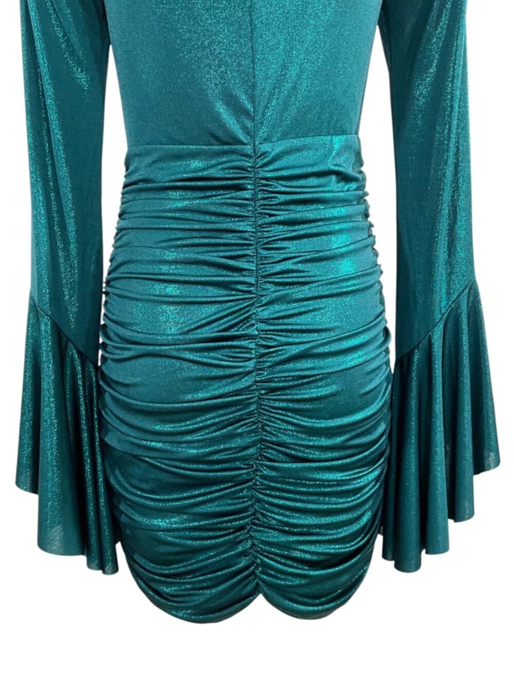 PatBo Jersey Foil Dress 8 Emerald Metallic Dark Green Mini Bodycon NEW - Picture 14 of 16